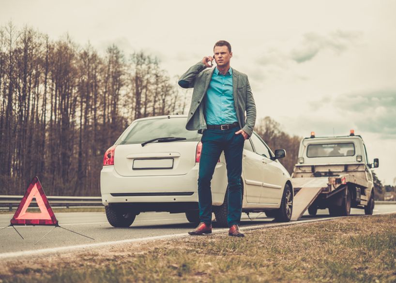 Auto collision gilbert driver on side of road